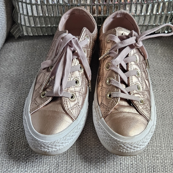 Rose Gold Quilted Sneakers - Picture 1 of 5